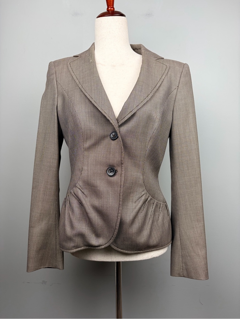 Escada Blazer Women‎ EU 38 US 8 Brown Wool Silk Tailored Luxury Jacket